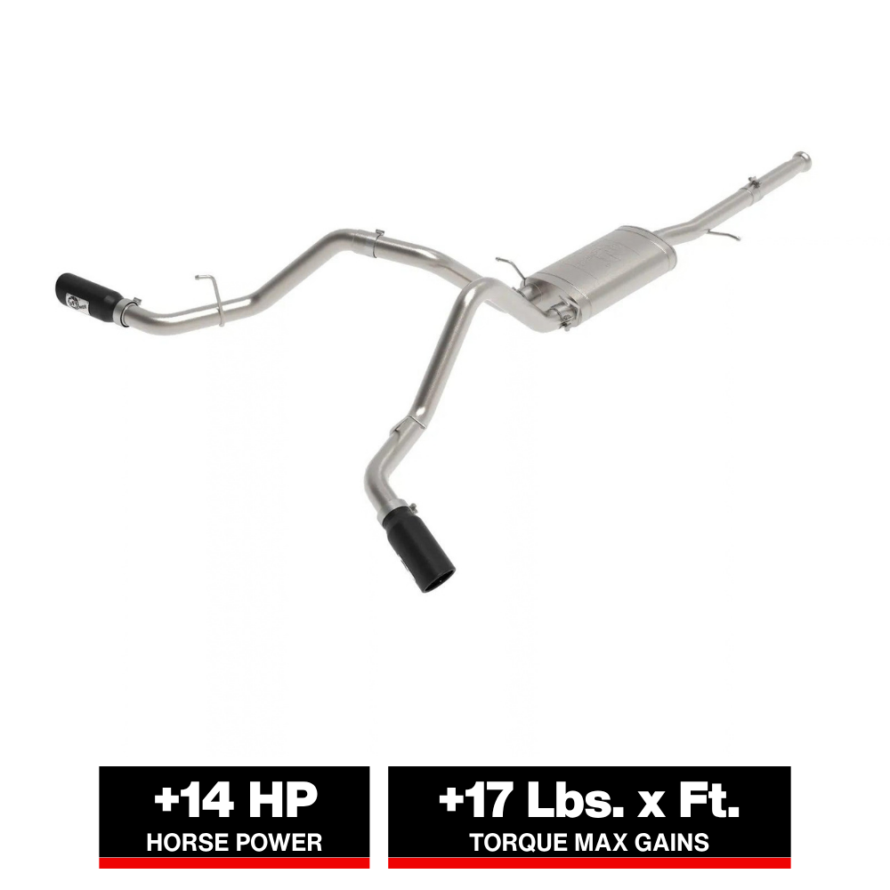 aFe Apollo GT Cat-Back Exhaust | GM Trucks (09-18) V6-4.3L / V8-4.8 / 5.3L Dual Rear Side Exit Black Tips (49-44134-B)