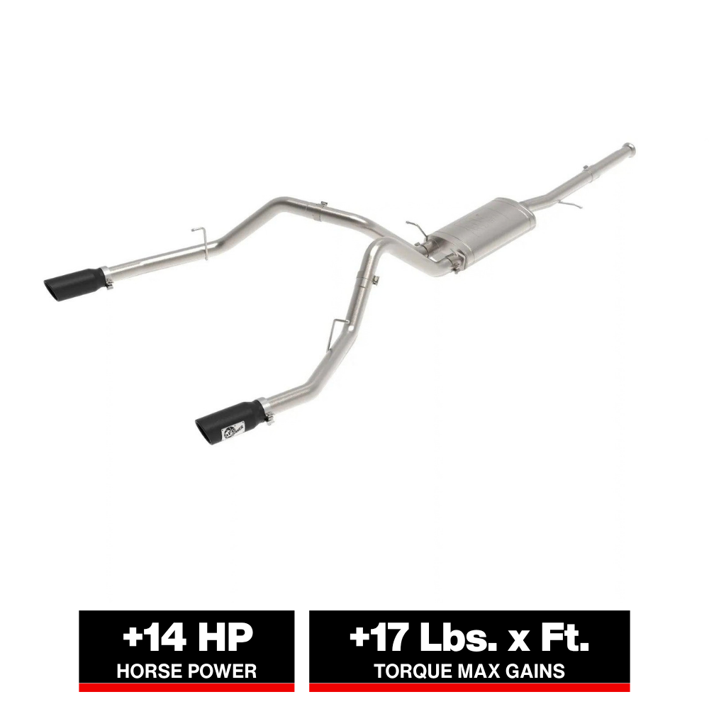 aFe Apollo GT Series Cat-Back Exhaust | GM Trucks (09-18) V6-4.3L / V8-4.8 / 5.3L Dual Rear Exit Black Tips (49-44135-B)