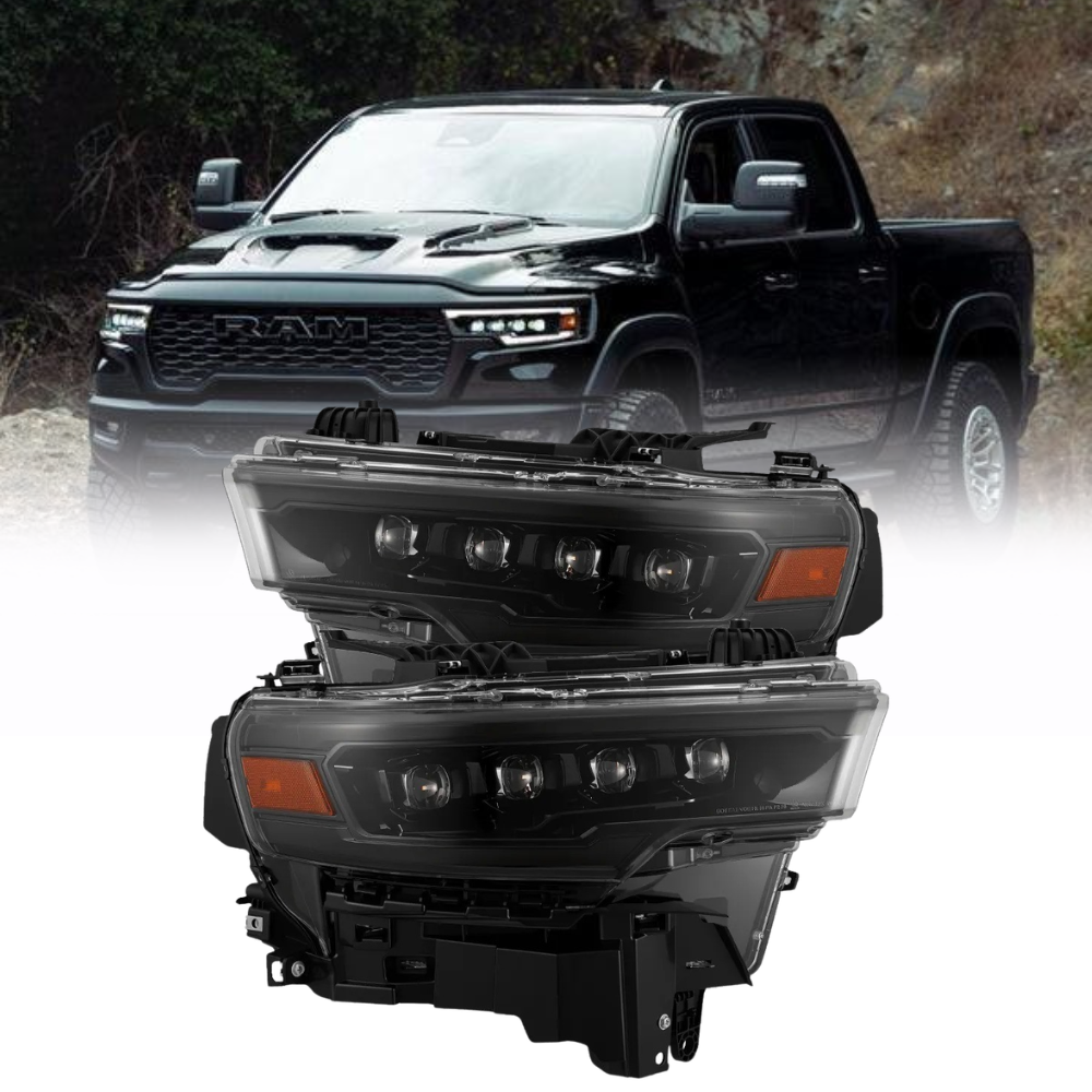 AlphaRex 880890 NOVA Quad LED Headlights Alpha-Black for 25-26 Ram 1500