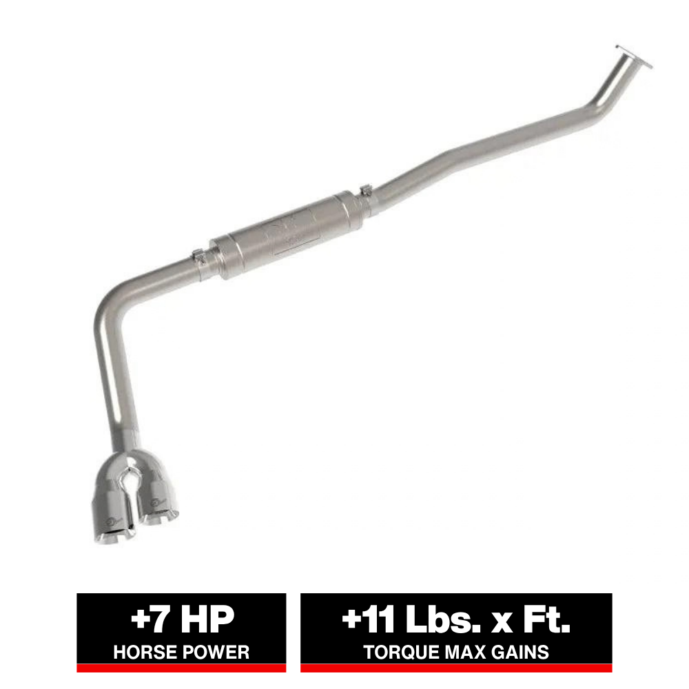 aFe Rebel Series 3in 304 Stainless Middle-Side Exit System Polished Toyota Hilux 15-26 L4-2.4/2.8L