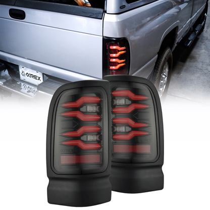 AlphaRex LUXX LED Tail Lights Black/Red | Dodge Ram 1500/2500/3500 (94-01) (643003)