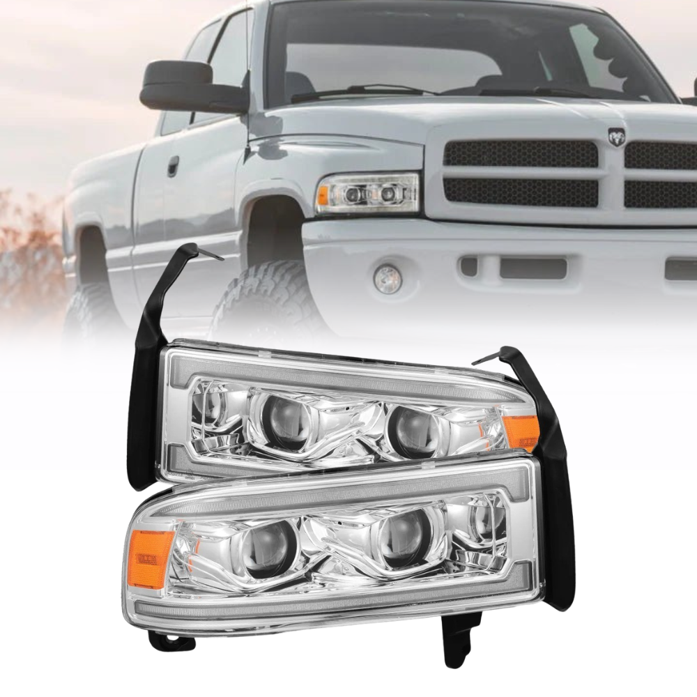 AlphaRex LUXX LED Headlights Chrome w/ Activ Light/Seq Signal/SB DRL | Dodge Ram 1500 (94-01) (880354)