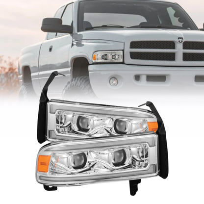 AlphaRex LUXX LED Headlights Chrome w/ Activ Light/Seq Signal/SB DRL | Dodge Ram 1500 (94-01) (880354)