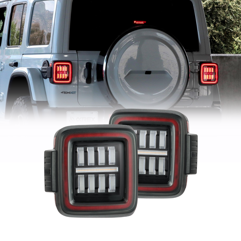 AlphaRex NOVA Prismatic LED Tail Lights Black/Red | Jeep Wrangler JL (18+) (602040)