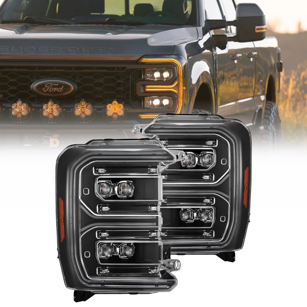 AlphaRex 23-26 Ford F-250 SD NOVA LED Proj Headlights Blk w/Activ Light/Seq Sig/Switchback (880895)