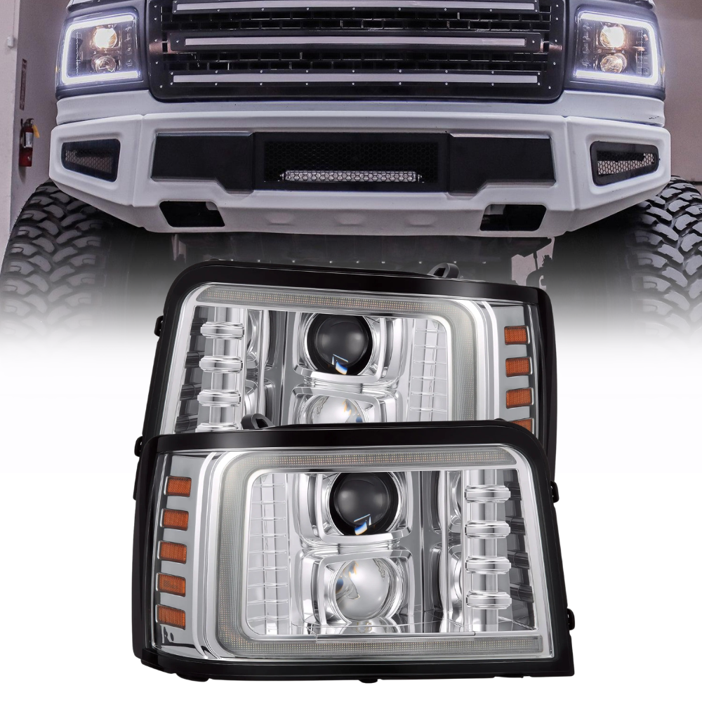 AlphaRex 92-96 Ford Bronco/F150 NOVA LED Proj Headlights Chrome w/ Activ Light, Seq Sig, SB DRL (880378)