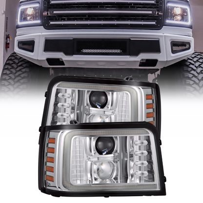 AlphaRex 92-96 Ford Bronco/F150 NOVA LED Proj Headlights Chrome w/ Activ Light, Seq Sig, SB DRL (880378)