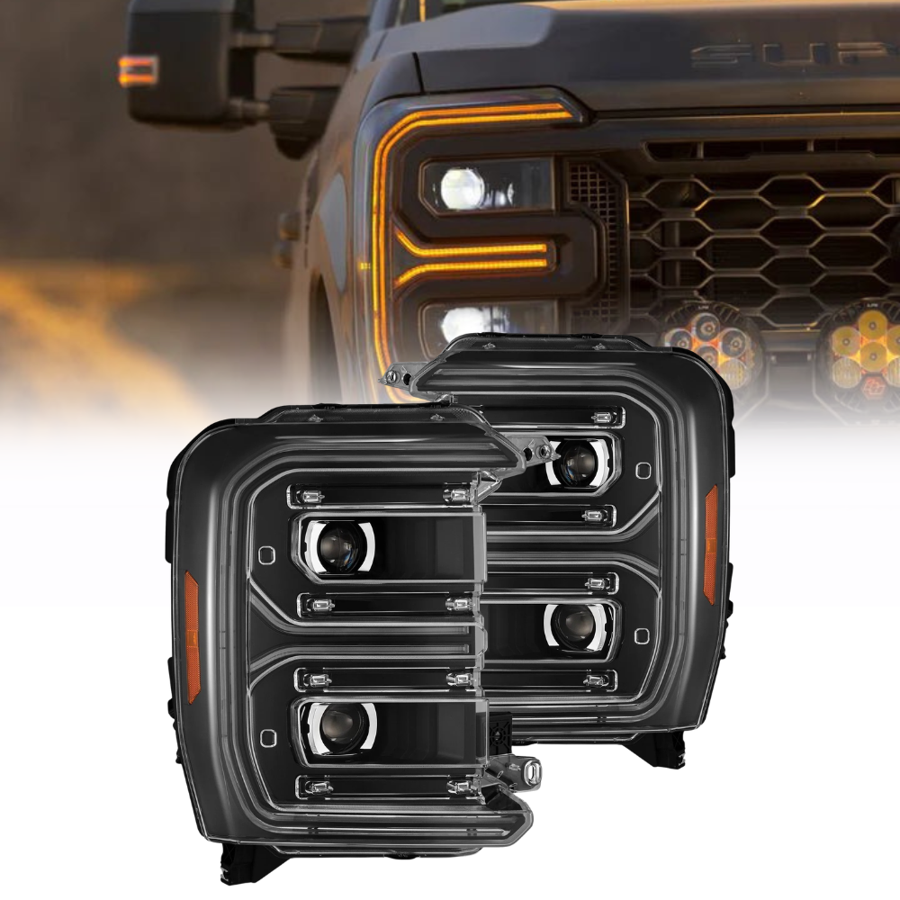 AlphaRex 23-26 Luxx LED Proj Headlights Black Seq Signal/Switchback | Ford F-250 SD (880909)