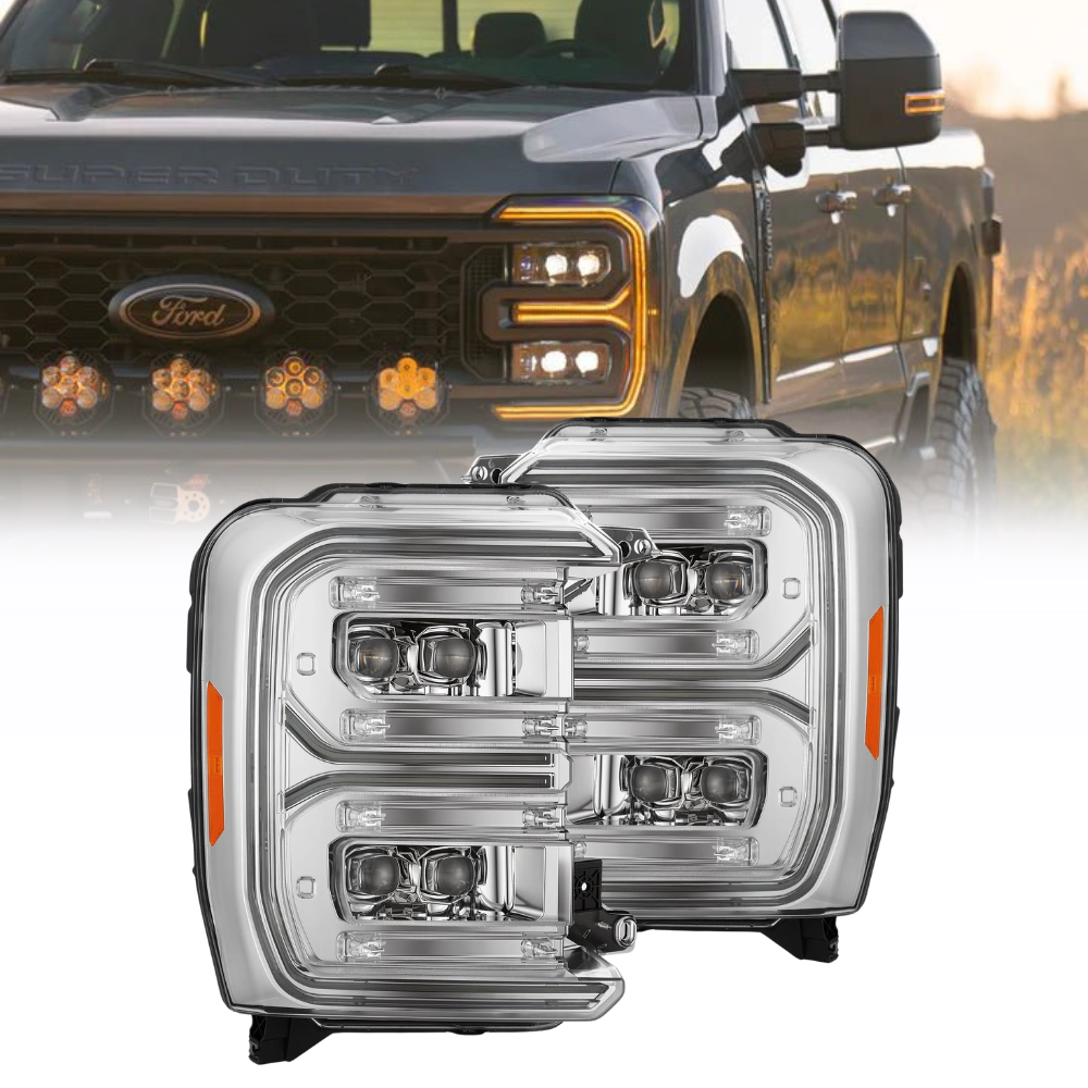 AlphaRex 2023 Luxx Series LED Proj Headlights Chrome Seq Signal/DRL | Ford F250-F450SD (880911)