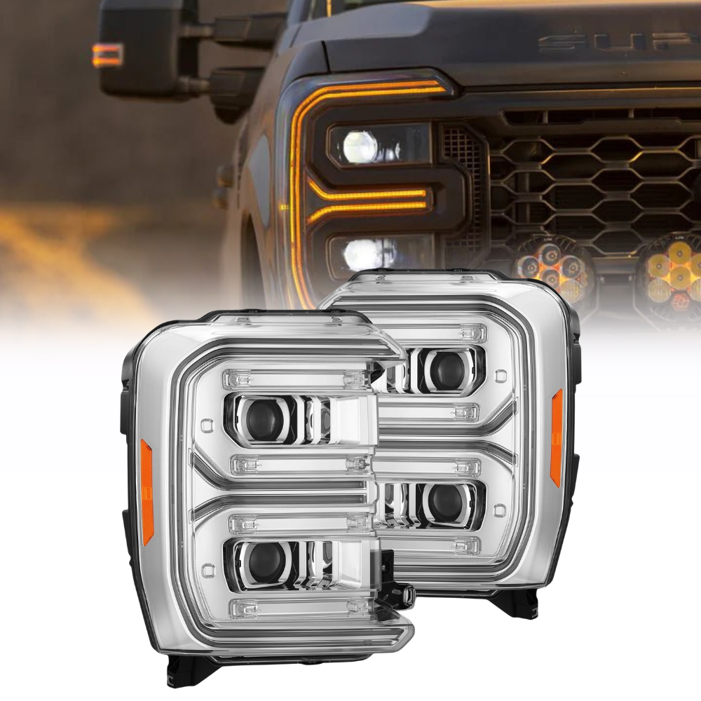 AlphaRex 2023 Luxx Series LED Proj Headlights Chrome Seq Signal/DRL | Ford F250-F450SD (880910)