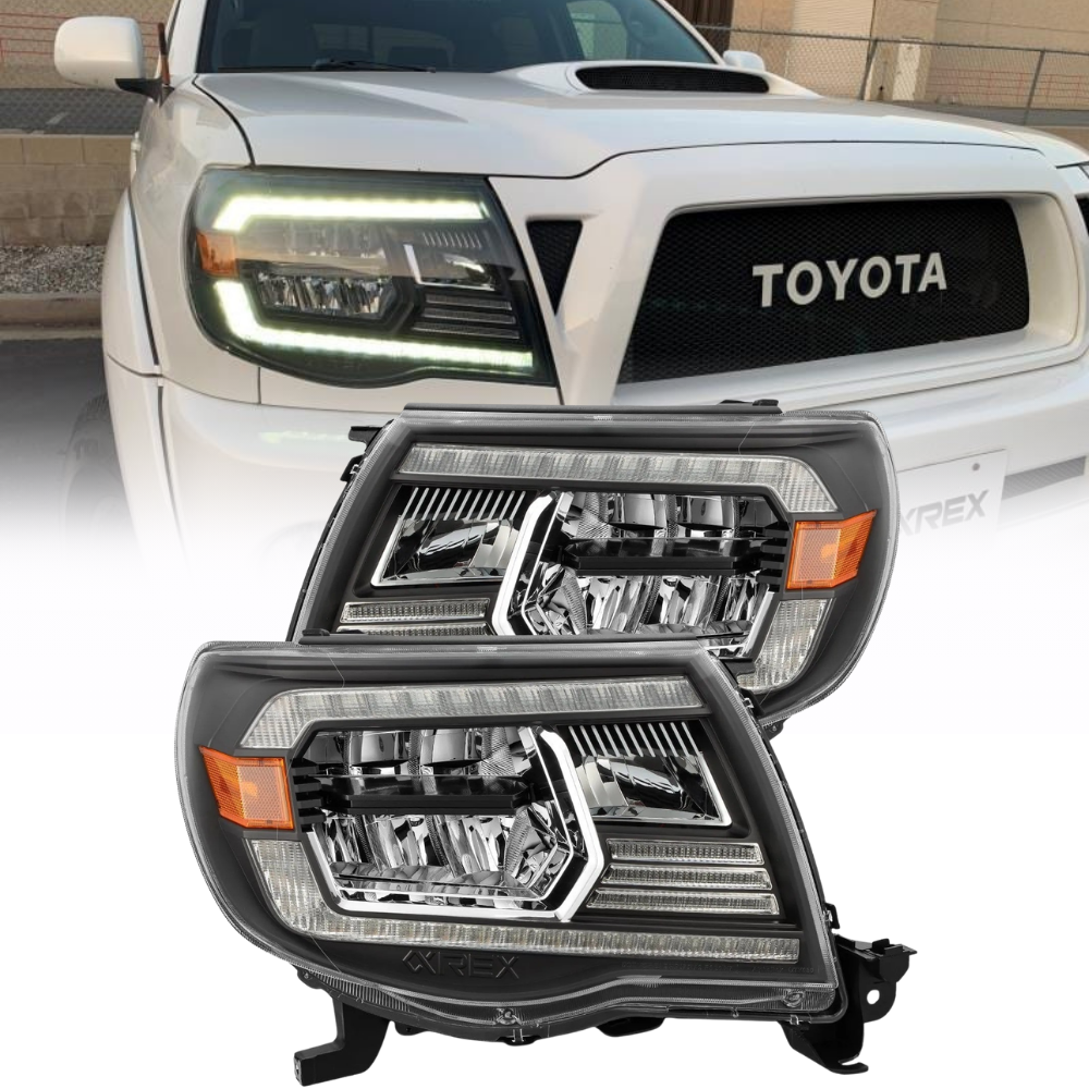 AlphaRex LUXX Crystal Plank Style Headlights w/ Activation Light/DRL | Toyota Tacoma (05-11) (880735)