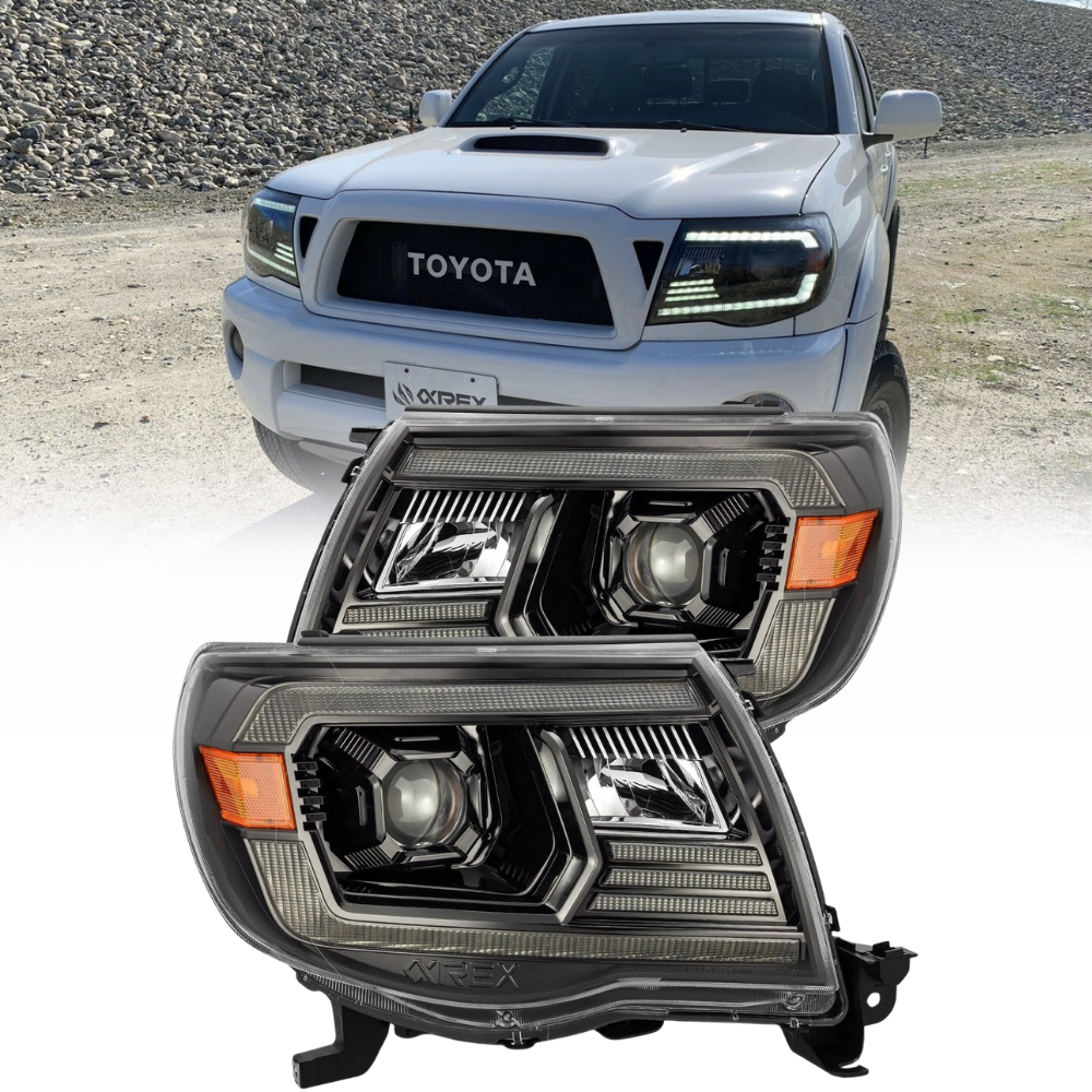 AlphaRex PRO-Series Projector Headlights Plank Style Alpha Black w/DRL | Toyota Tacoma (05-11) (880736)