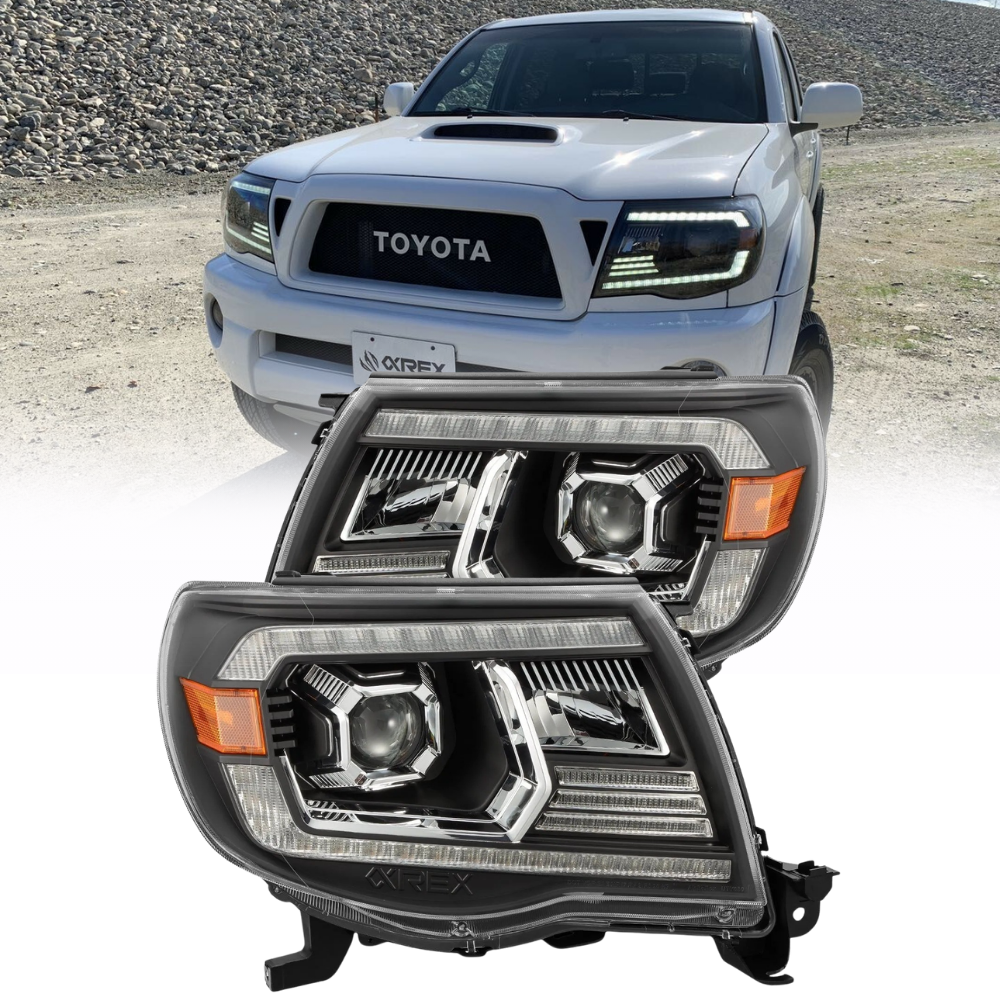 AlphaRex PRO-Series Projector Headlights Plank Style Black w/DRL | Toyota Tacoma (05-11) (880738)
