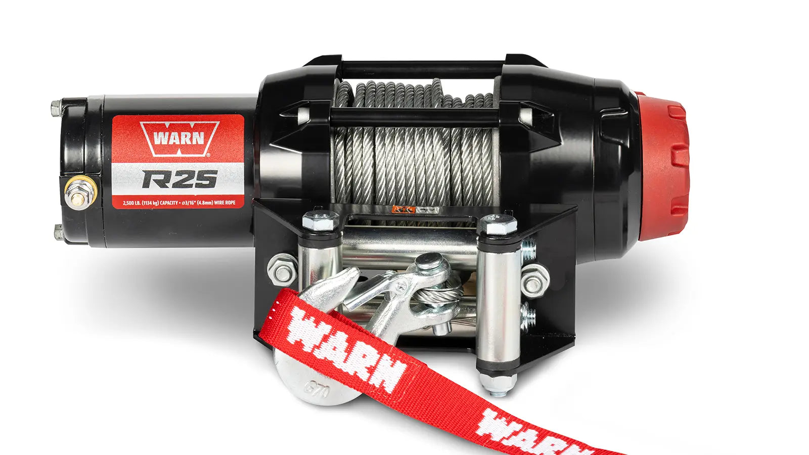 WARN 110025 R25 ATV UTV Quad Winch 2500 Lb 50' 3/16 Cable Roller Fairlead