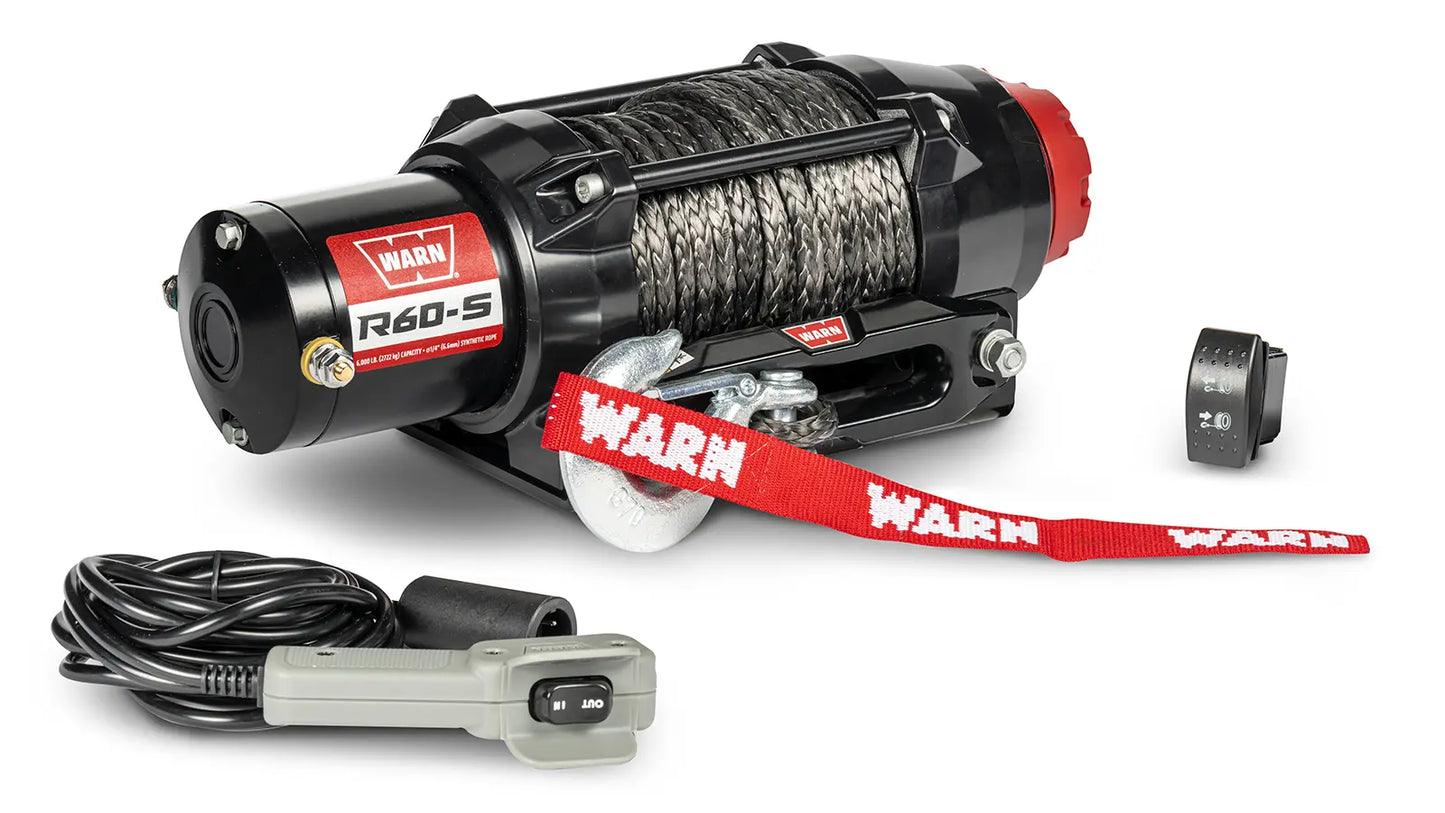 WARN 110060 R60-S ATV UTV Quad Winch 6000 Lb 50' 1/4 Synthetic Rope Fairlead