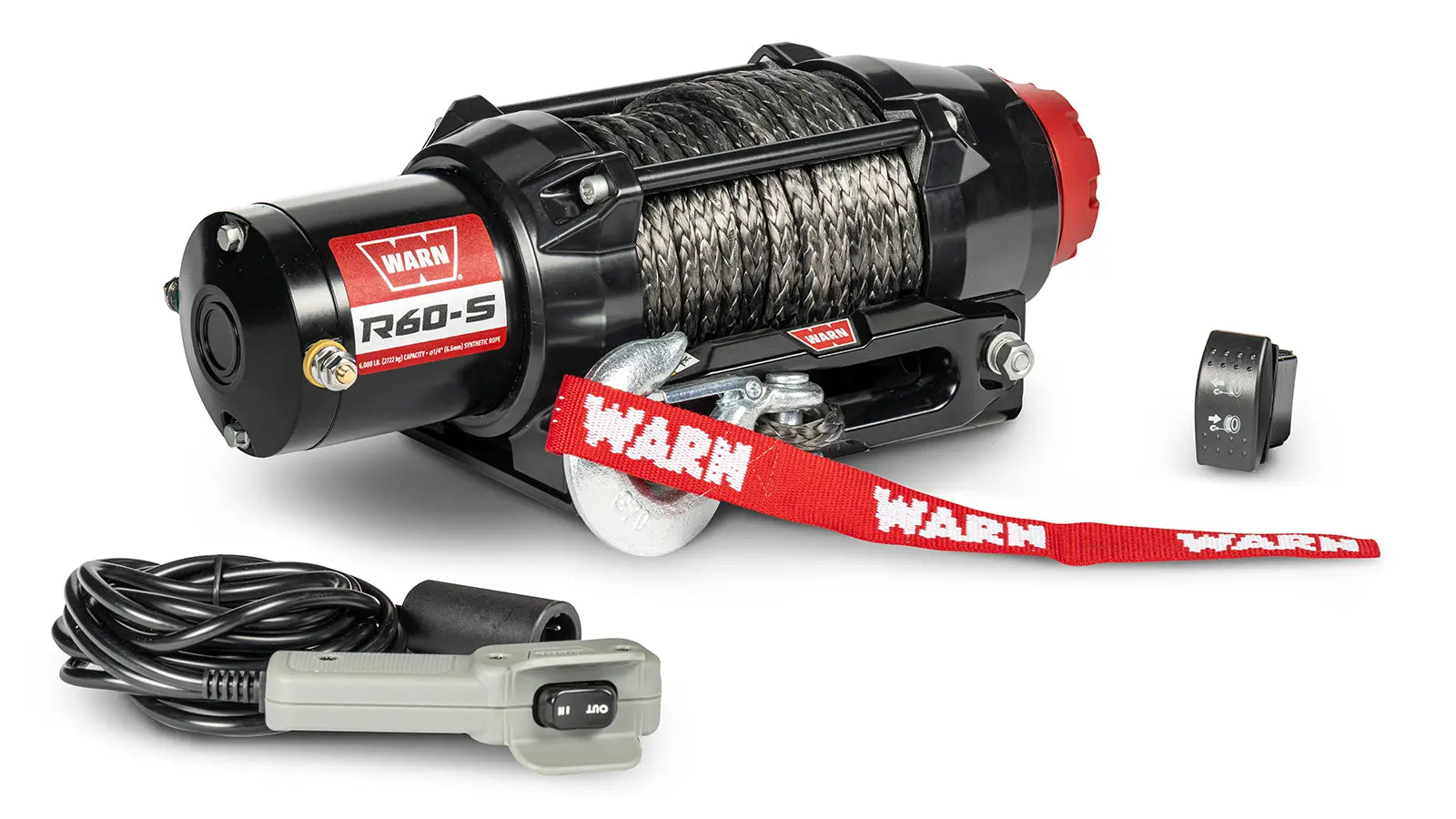 WARN 110060 R60-S ATV UTV Quad Winch 6000 Lb 50' 1/4 Synthetic Rope Fairlead