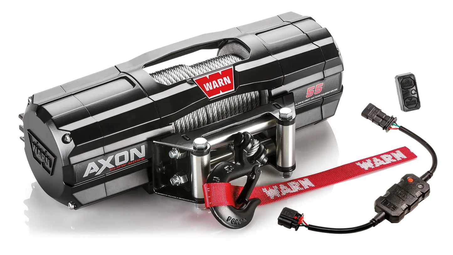 WARN 110255 AXON 55 ATV UTV Quad Winch 5500 Lb 50' 1/4" Cable Plow Mode Fairlead