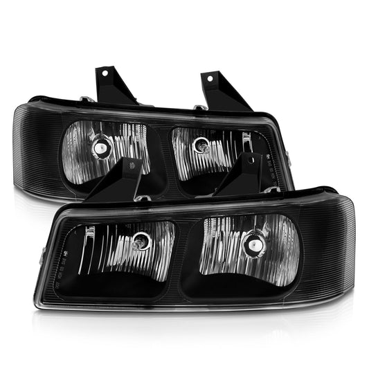 ANZO Crystal Headlight Set Clear Lens Black Housing | Chevy Express (03-17) (111474)