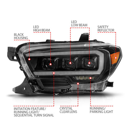 ANZO USA LED Projector Headlight for Toyota Tacoma 16-23 (111563)