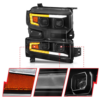 ANZO USA LED Projector Headlight for Chevrolet Silverado 1500/1500 LD/1500 LTD (111566-R)