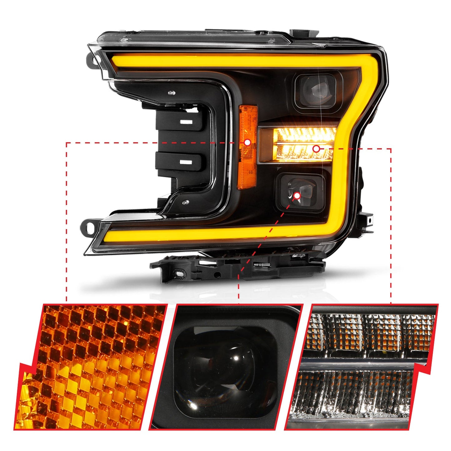 ANZO USA LED Projector Headlight for Ford F-150 18-20 (111570)
