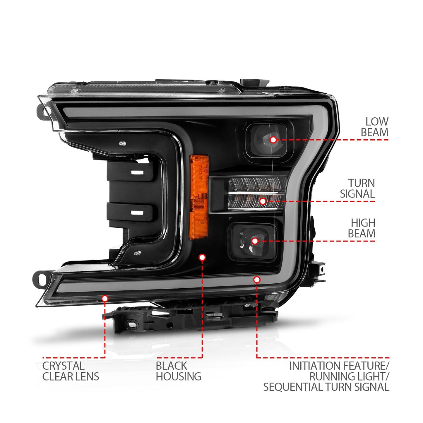 ANZO USA LED Projector Headlight for Ford F-150 18-20 (111570)