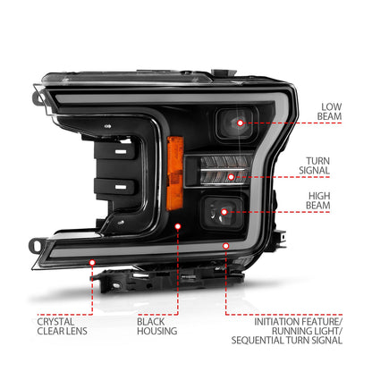 ANZO USA LED Projector Headlight for Ford F-150 18-20 (111570)