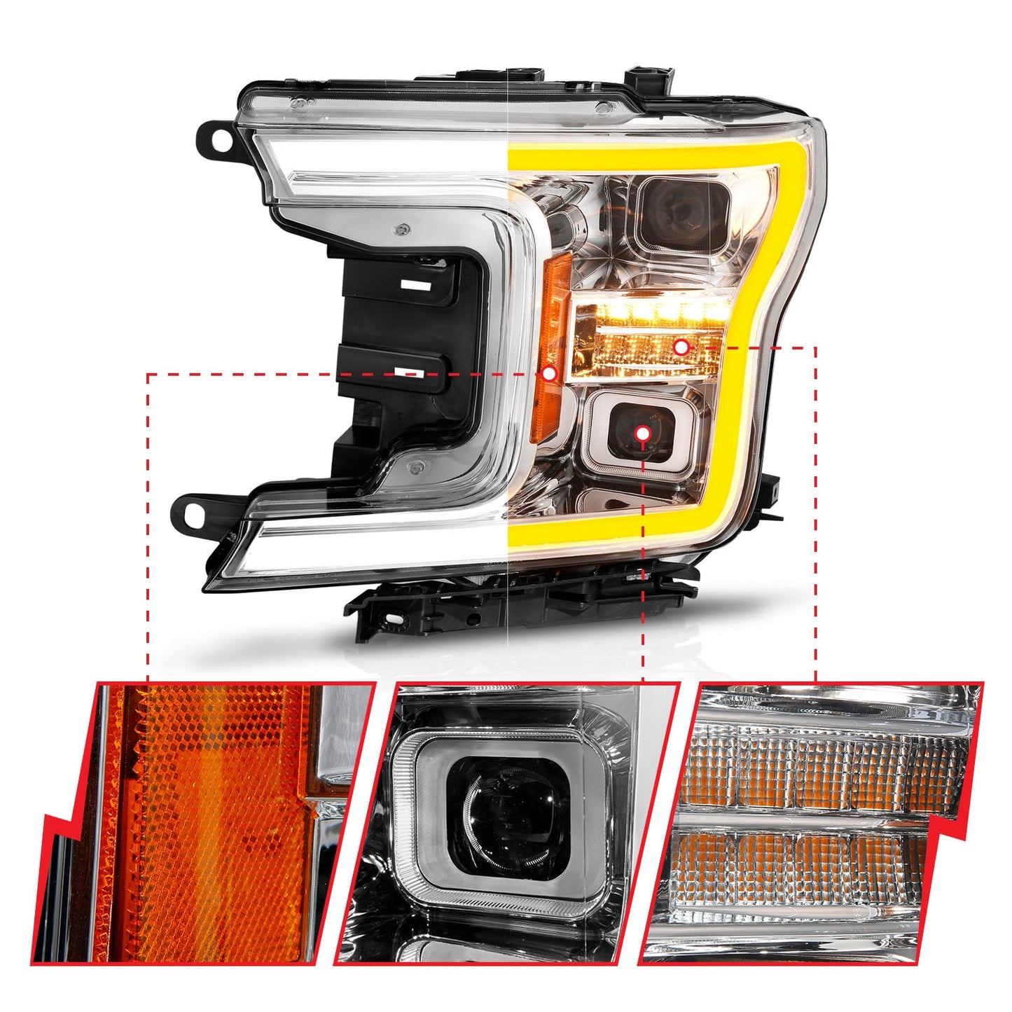 ANZO USA LED Projector Headlight for Ford F-150 18-20 (111571)