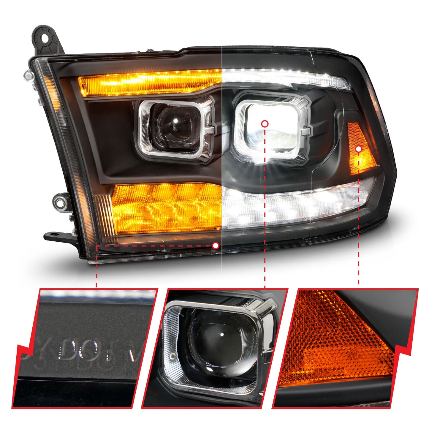 ANZO USA LED Projector Headlight for Ram 1500/2500/3500 (111595)