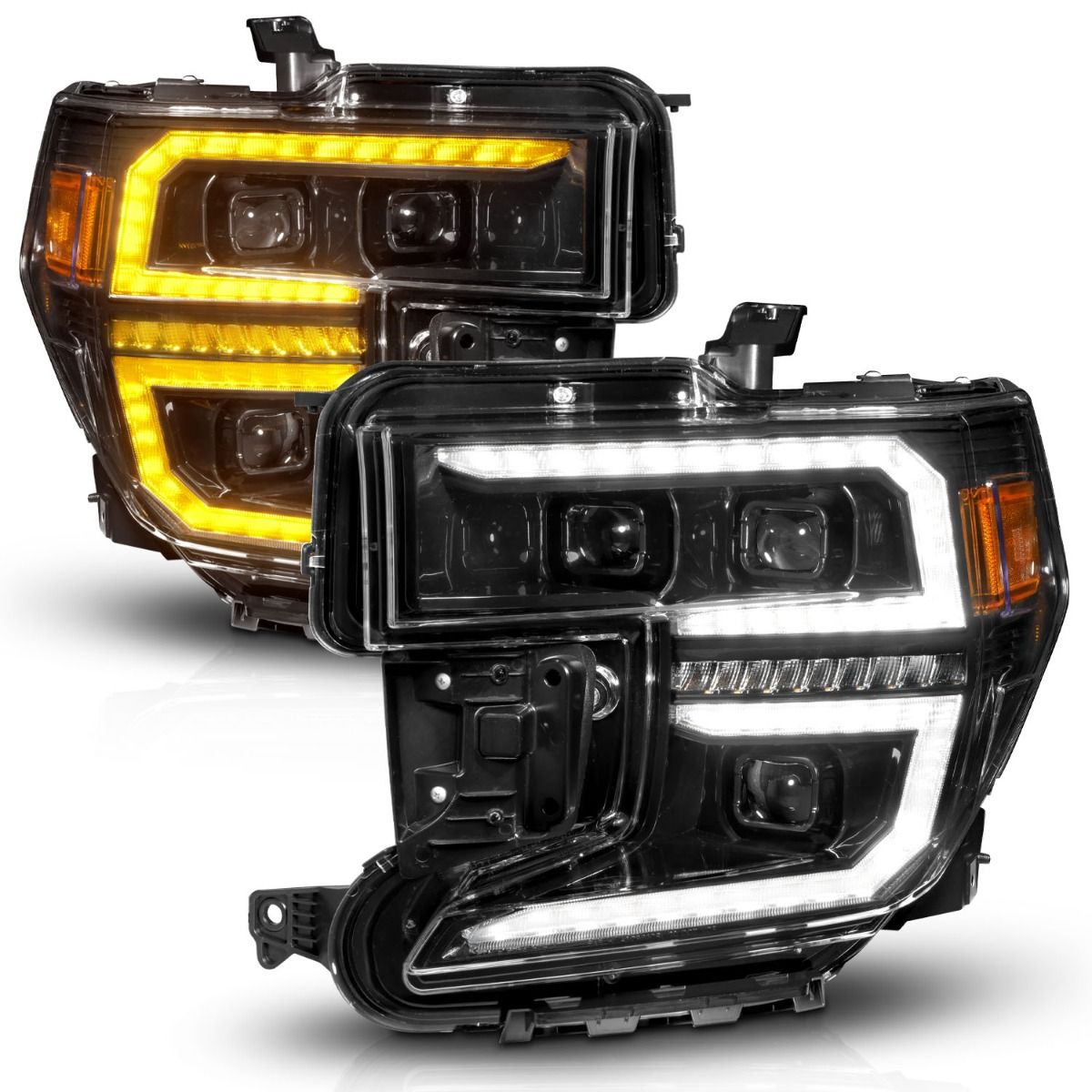 ANZO USA LED Projector Headlight w/Switchback+Sequential Black for 19-21 GMC Sierra 1500 (111600)