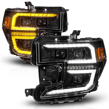ANZO USA LED Projector Headlight w/Switchback+Sequential Black for 19-21 GMC Sierra 1500 (111600)