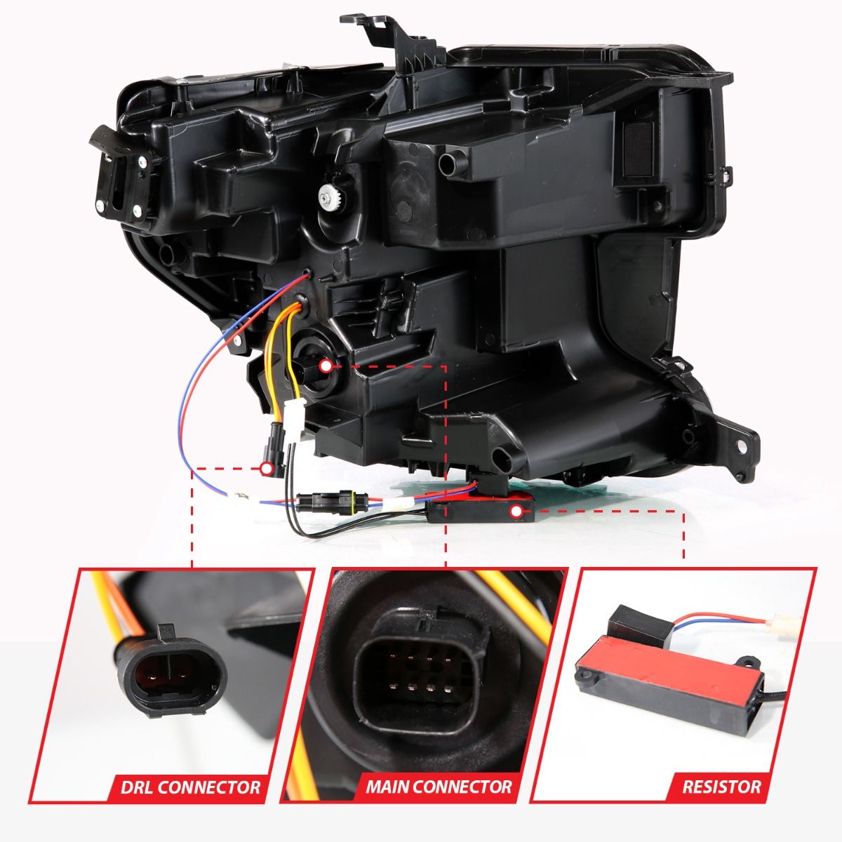 ANZO USA LED Projector Headlight w/Switchback+Sequential Black for 19-21 GMC Sierra 1500 (111600)