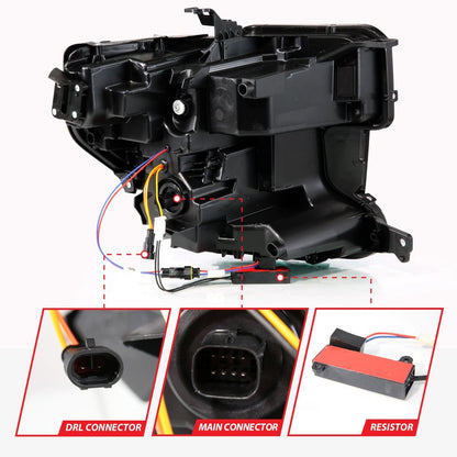 ANZO USA LED Projector Headlight w/Switchback+Sequential Black for 19-21 GMC Sierra 1500 (111600)