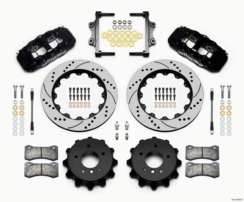 Wilwood AERO4 Rear Kit | BMW E90 Series (07-11) drilled w/ Lines (140-13583-D)