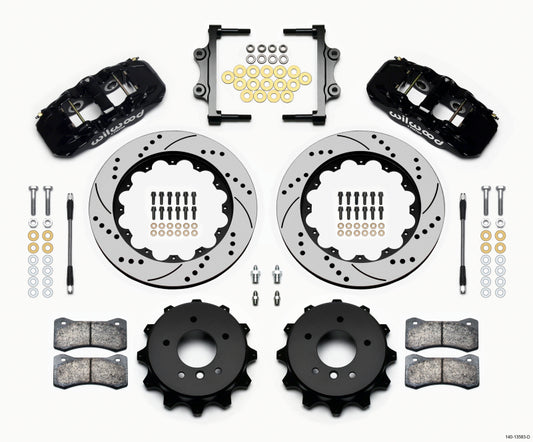 Wilwood AERO4 Rear Kit | BMW E90 Series (07-11) drilled w/ Lines (140-13583-D)
