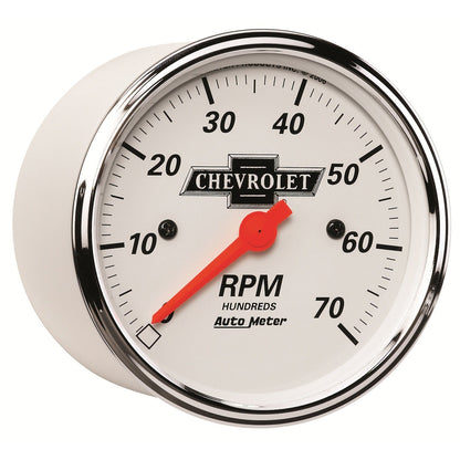 AutoMeter Arctic White GM 3-1/8in 7000RPM 4, 6, 8 Cyl Electrical Tachometer Gauge (1398-00408)