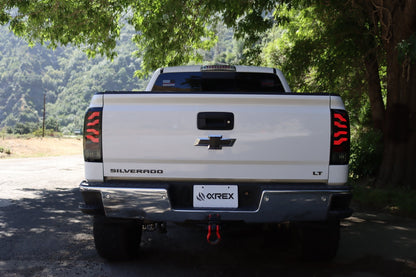 AlphaRex 14-18 Chevrolet Silverado 1500 / 15-19 Silverado 2500HD/3500HD / 15-19 GMC Sierra 3500HD Dually PRO-Series LED Tail Lights Jet Black