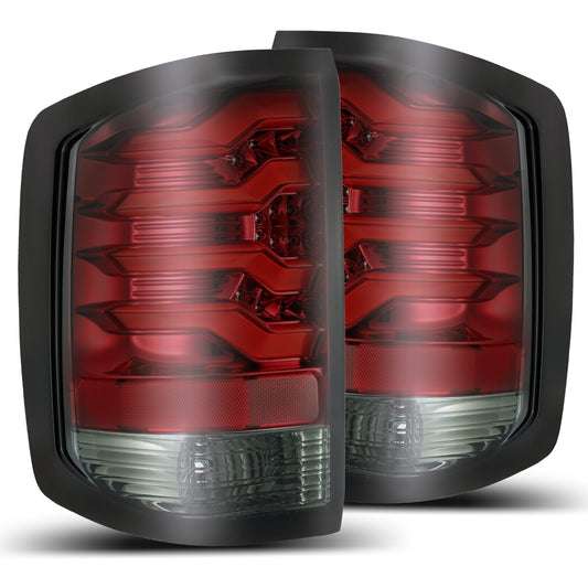 AlphaRex 14-18 Chevrolet Silverado 1500 / 15-19 Silverado 2500HD/3500HD / 15-19 GMC Sierra 3500HD Dually PRO-Series LED Tail Lights Red Smoke