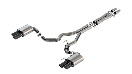 Borla 24 Mustang GT 5.0L V8 S-Type Cat-Back Black Chrome Quad Tips | Ford Mustang (24) (140969BC)