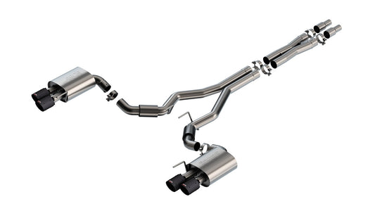 Borla 24 Mustang GT 5.0L V8 S-Type Cat-Back Carbon Fiber Quad Tips | Ford Mustang (24) (140969CFBA)