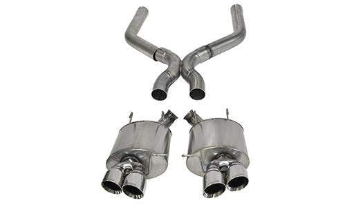 CORSA Sport / 3.0 in Axle-Back w X-Pipe 4.0 in Twin Tips | 2013-2014 Ford Mustang GT500 (14323)