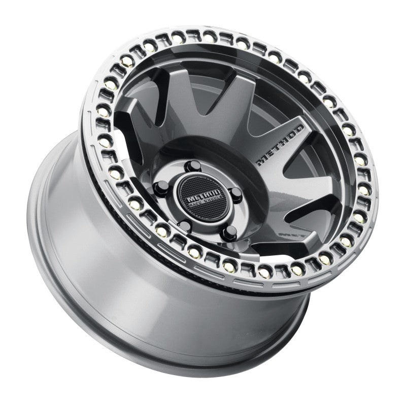 Method MR108 Beadlock Gloss Titanium | 17x9" -44mm | 5x5mm Wheel