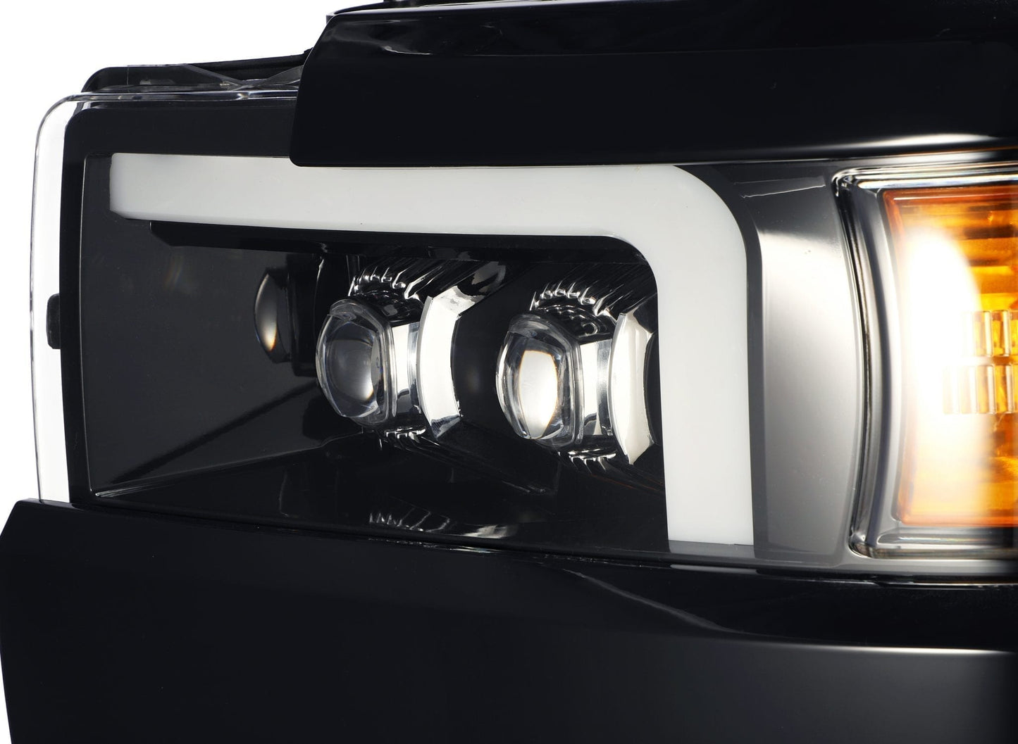 AlphaRex 15-19 Chevrolet Silverado 2500HD/3500HD MKII NOVA-Series LED Projector Headlights Jet Black