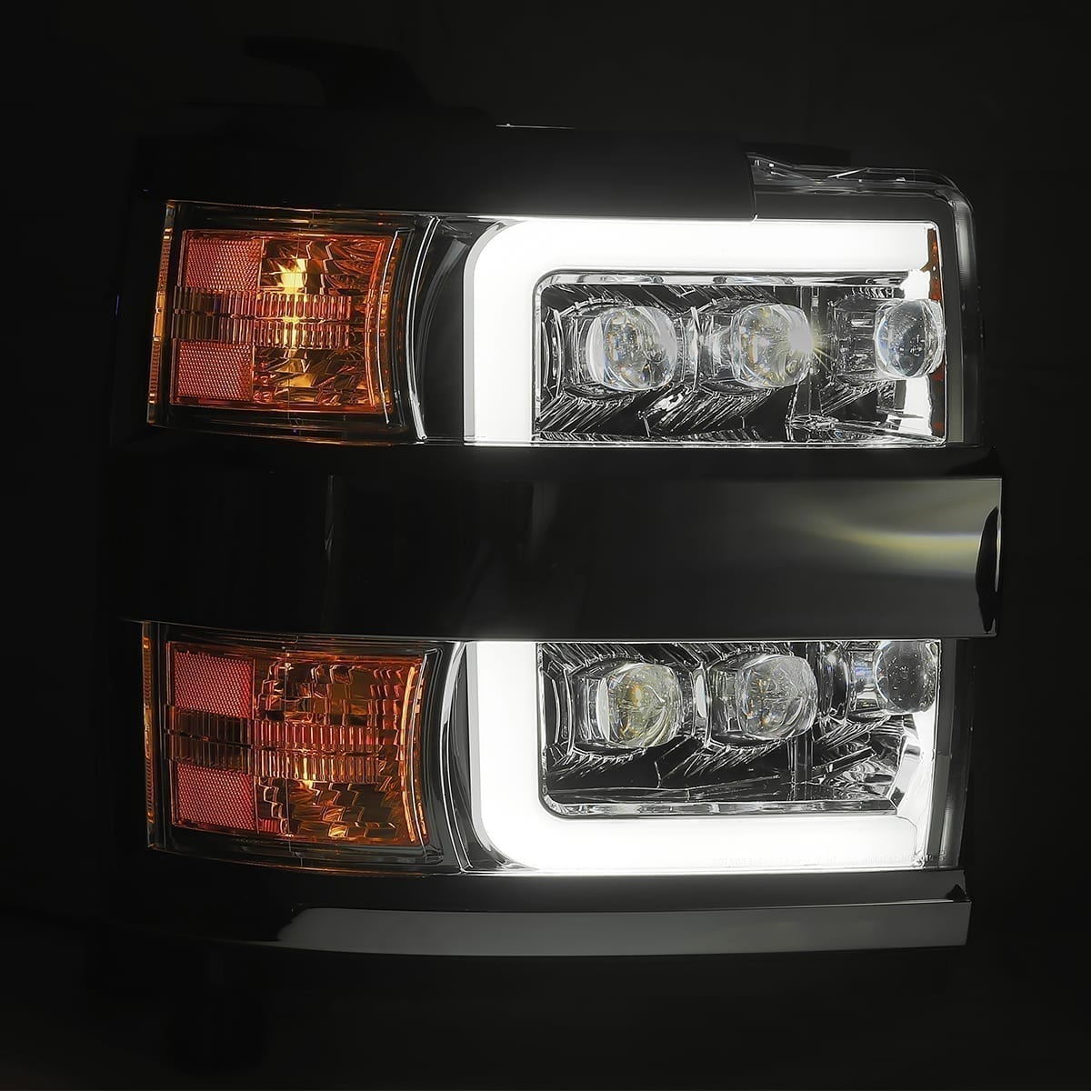 AlphaRex 15-19 Chevrolet Silverado 2500HD/3500HD MKII NOVA-Series LED Projector Headlights Jet Black