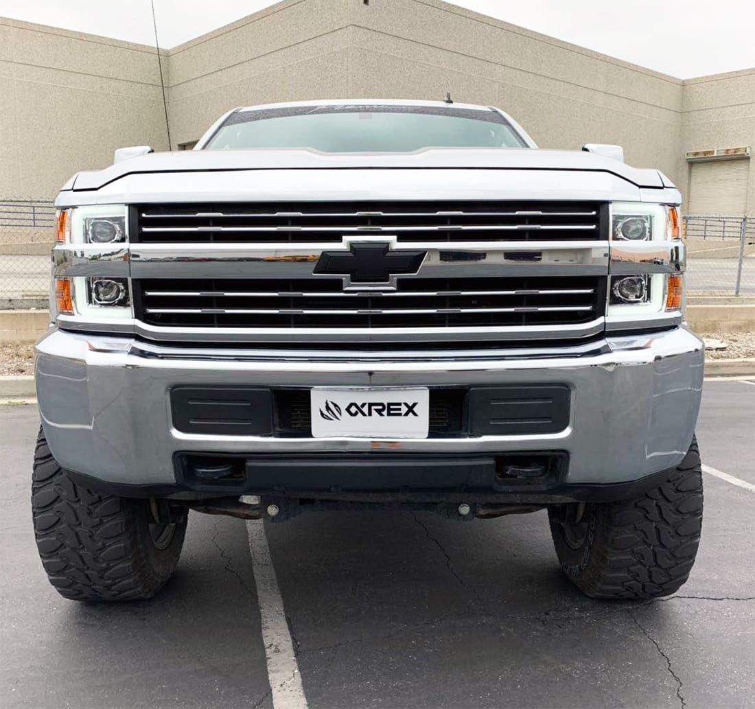 AlphaRex 15-19 Chevrolet Silverado 2500HD/3500HD PRO-Series Halogen Projector Headlights Chrome