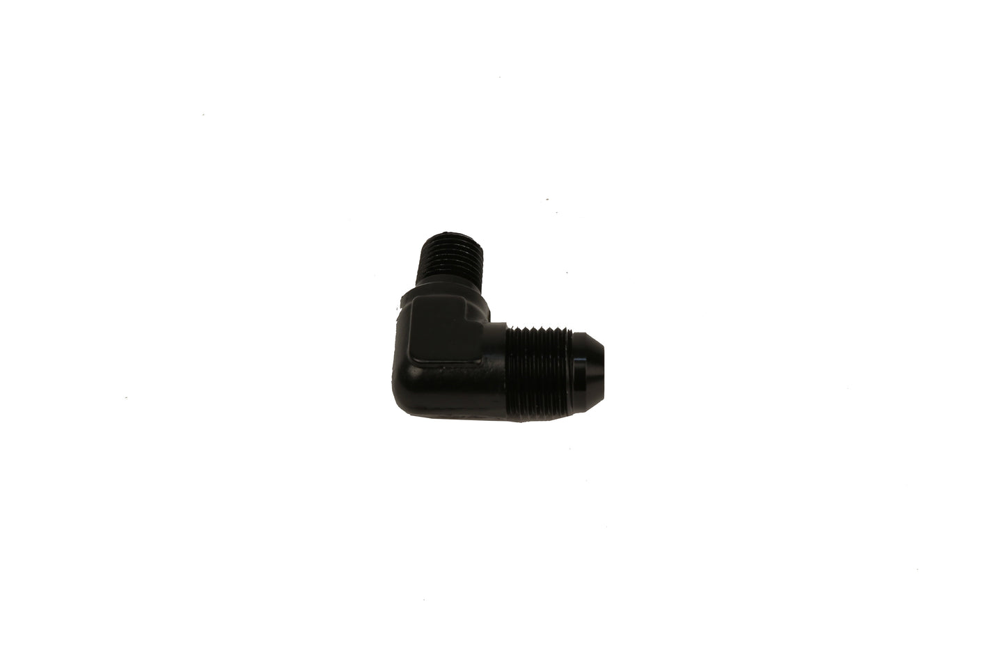 Aeromotive Fuel System Fitting, Elbow 1/4"-MNPT to AN-08, 90-Deg, Black. - 15667