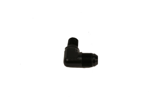 Aeromotive Fuel System Fitting, Elbow 1/4"-MNPT to AN-08, 90-Deg, Black. - 15667