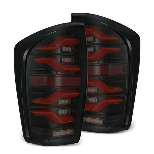 AlphaRex 16-23 Toyota Tacoma LUXX-Series LED Tail Lights Black-Red