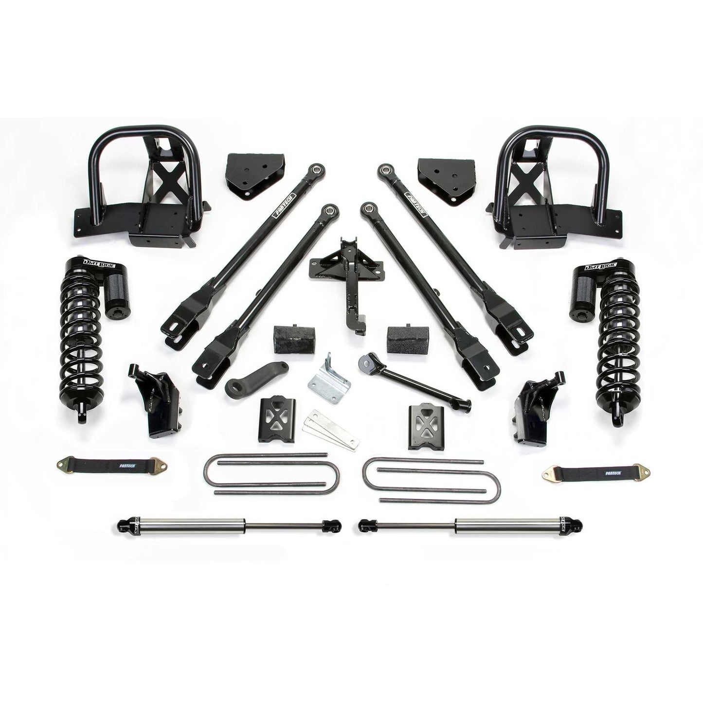 Fabtech 6" 4-Link Suspension System w/ DLSS 4.0 Coilover & Rear DLSS | Ford F250 4WD (11-16) (K2138DL)