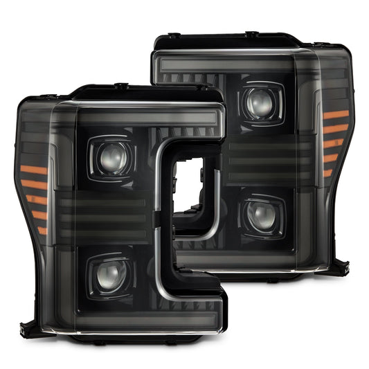AlphaRex 17-19 Ford Super Duty MKII PRO-Series Halogen Projector Headlights Alpha-Black